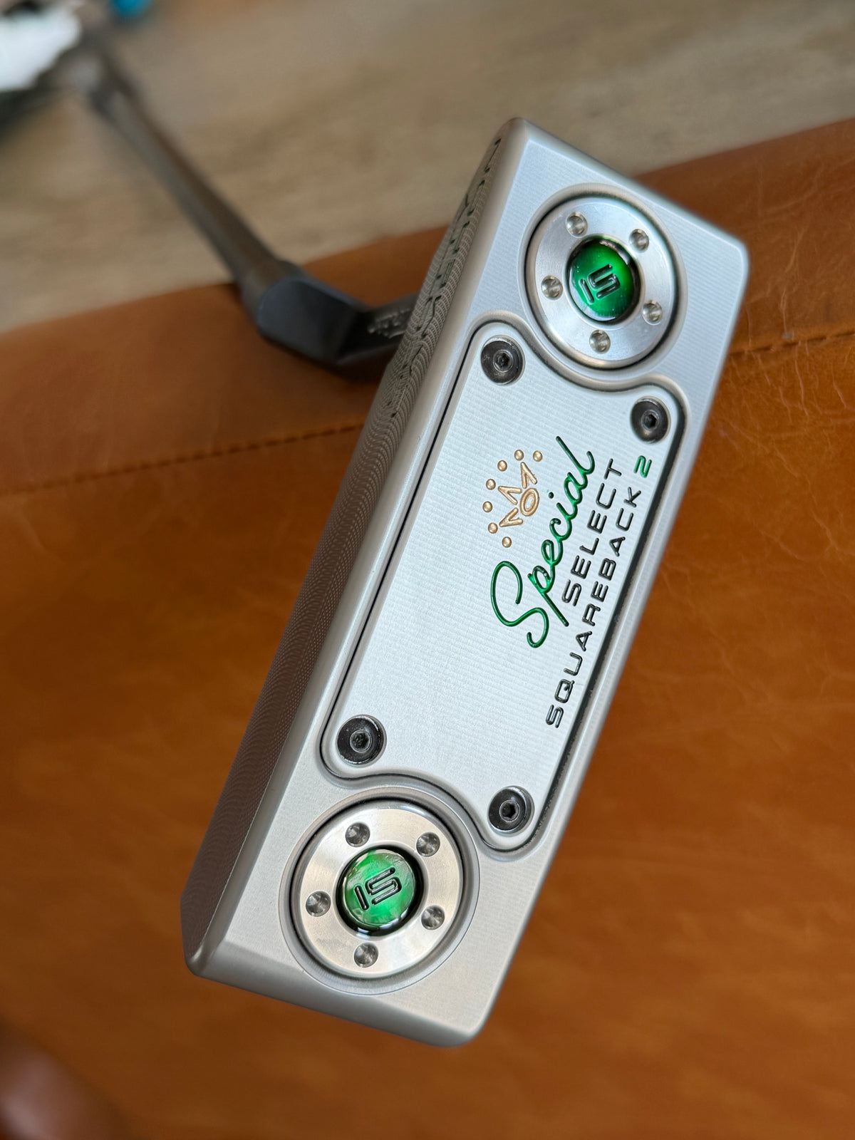 New two-tone Scotty Cameron Squareback 2 KBS GPS STEALTH satin/candy green 34.5”