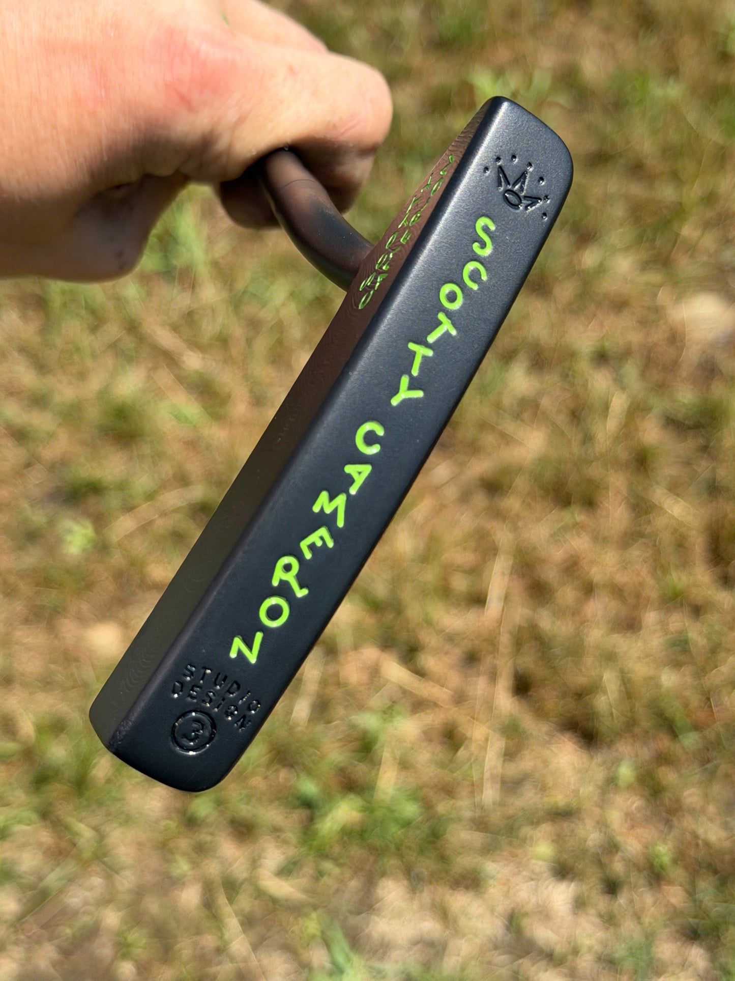 Scotty Cameron Studio Design No. 3 custom black/lime kangaroo 34.5”