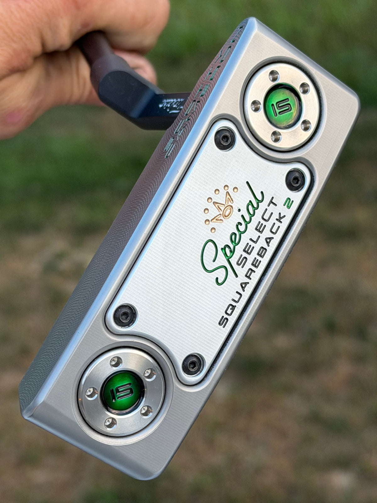 New two-tone Scotty Cameron Squareback 2 KBS GPS STEALTH satin/candy green 34.5”