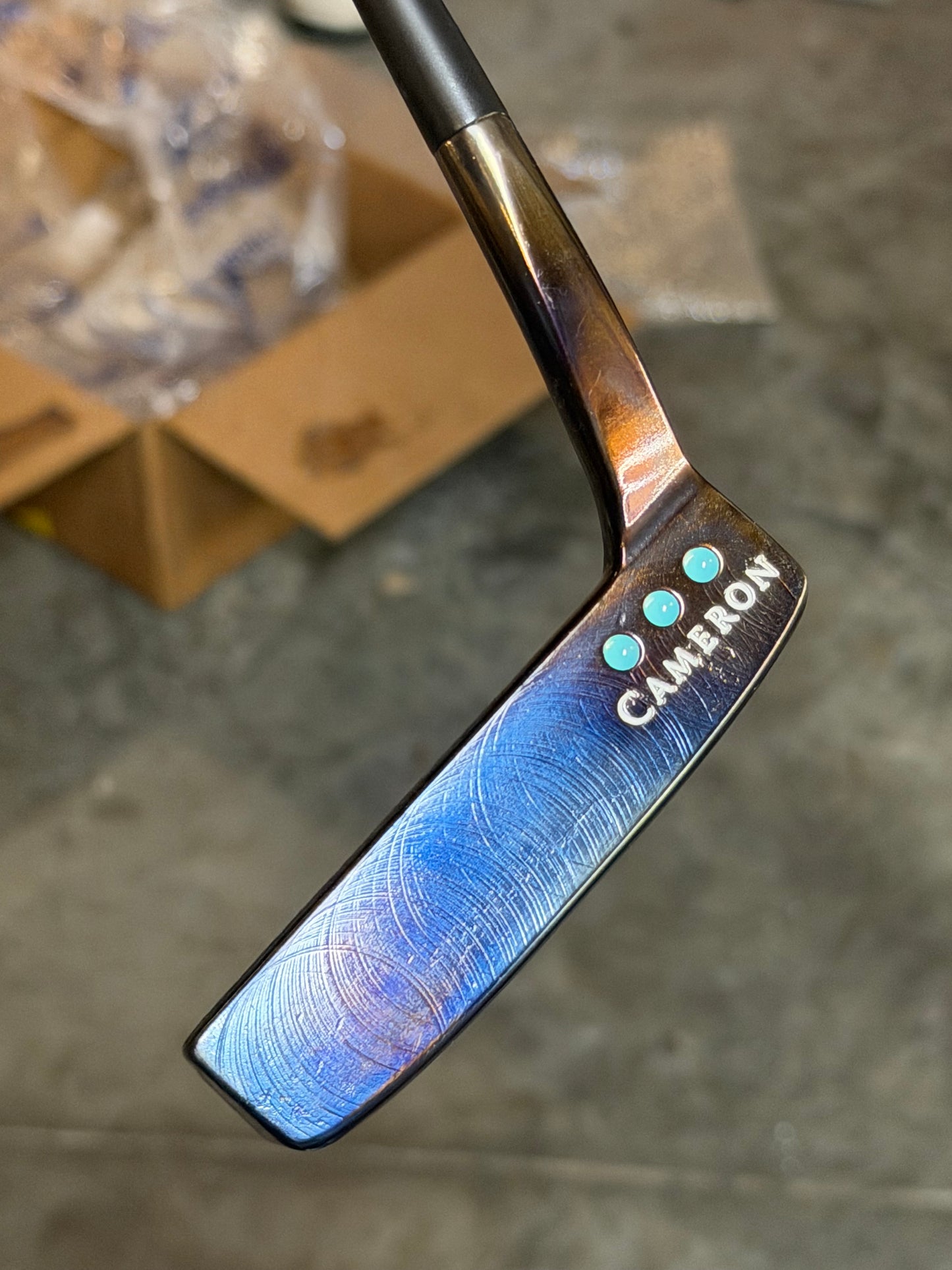 Scotty Cameron pro platinum Del Mar 3.5 Blue Oil Can 34.5”