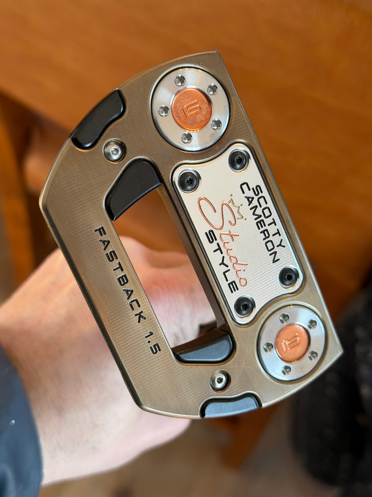 New studio style fastback 1.5 OIL CAN with COPPER milled insert + black shaft @ 34”