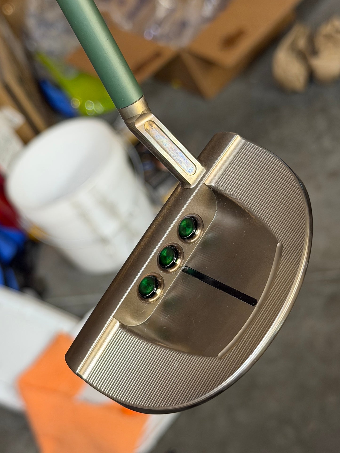 Gorgeous LEFTY Scotty Cameron GoLo 6.5 oil can Candy green + leather 34”