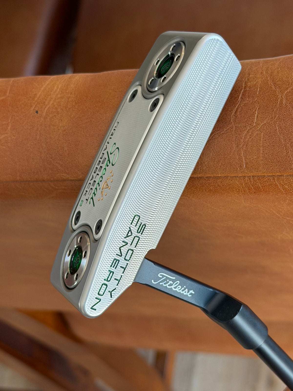 New two-tone Scotty Cameron Squareback 2 KBS GPS STEALTH satin/candy green 34.5”