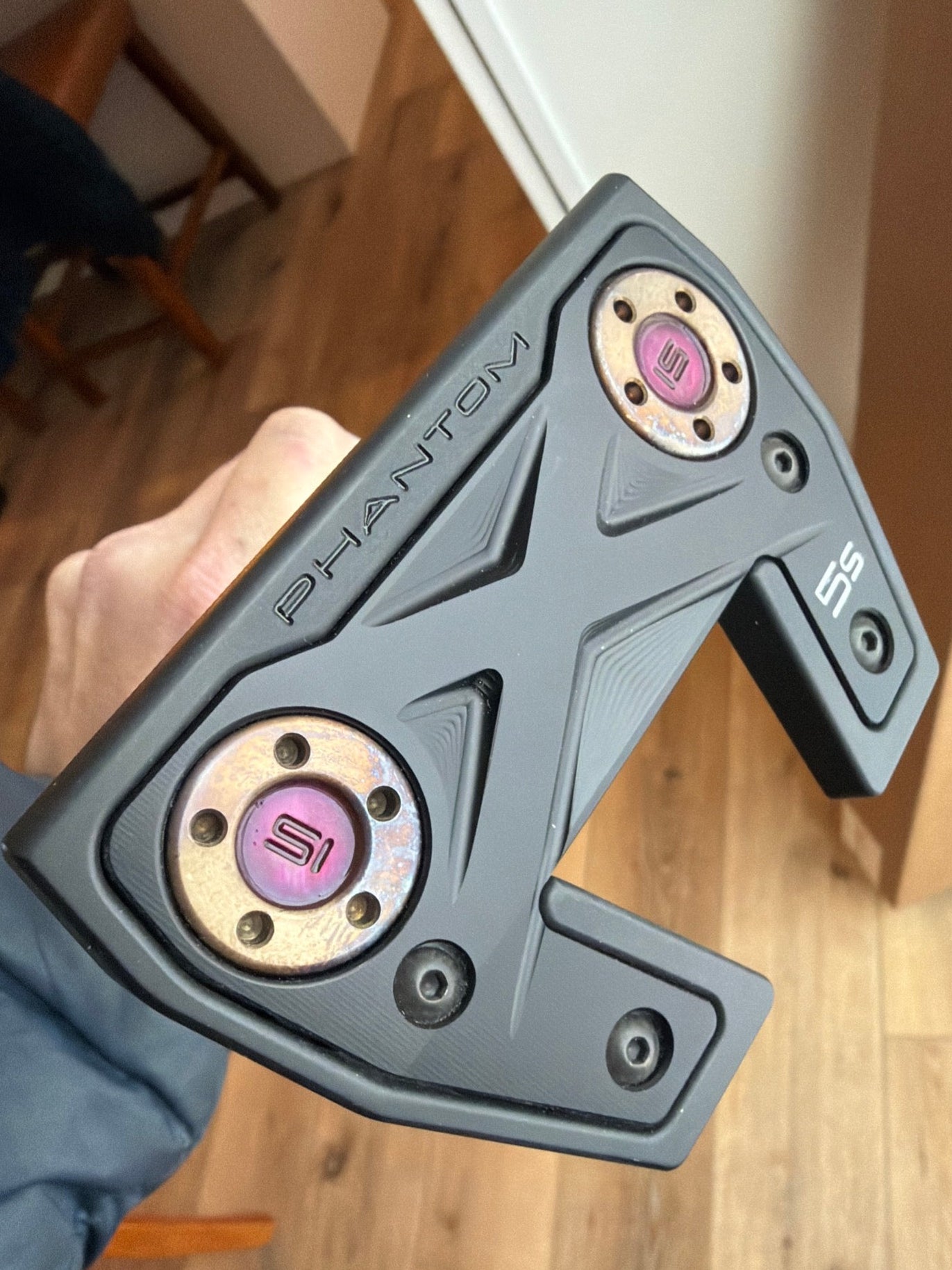 Black, gold, candy purple phantom 5S / brushed rainbow kbs / kangaroo leather 34”