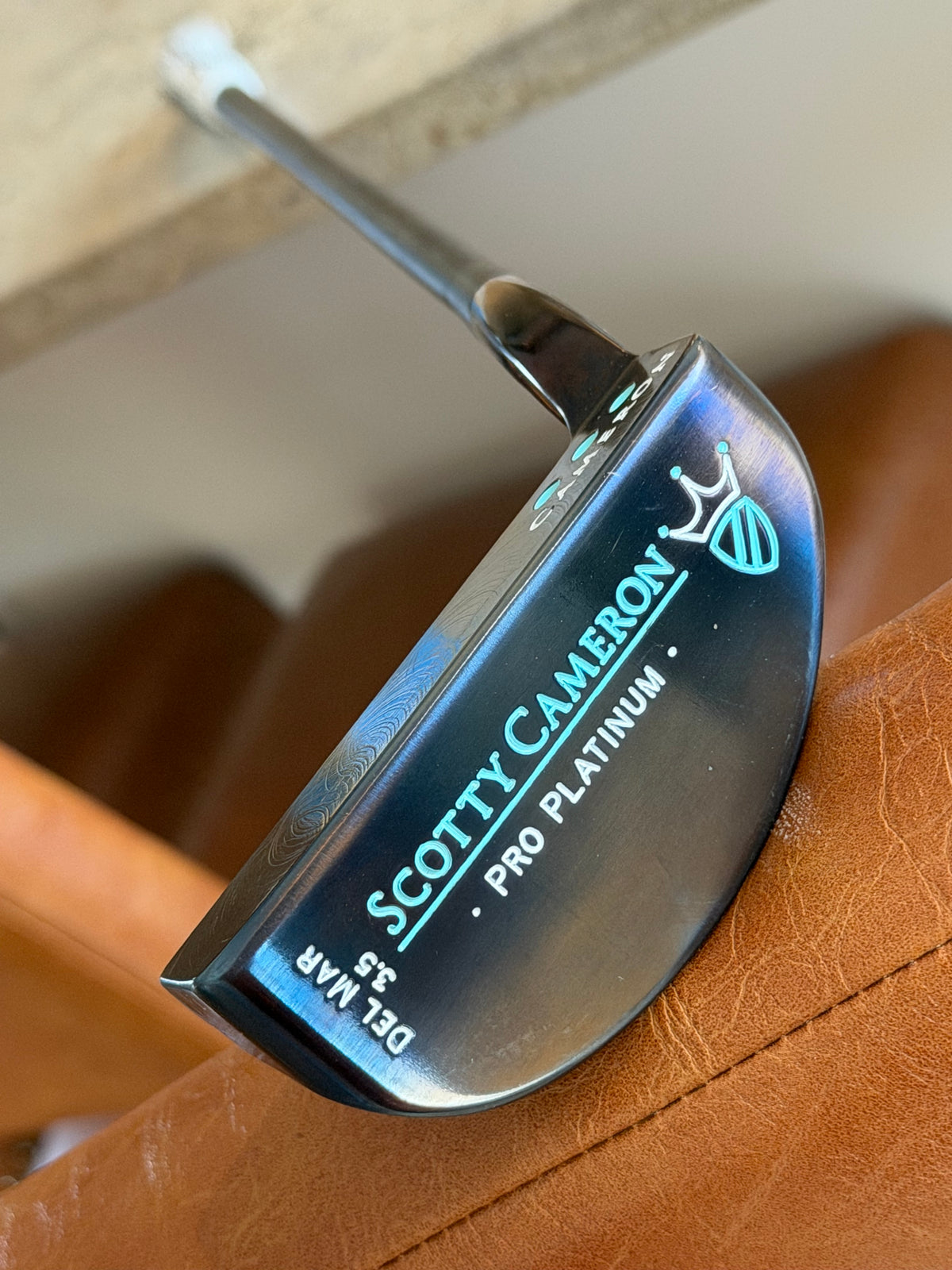 Scotty Cameron pro platinum Del Mar 3.5 Blue Oil Can 34.5”