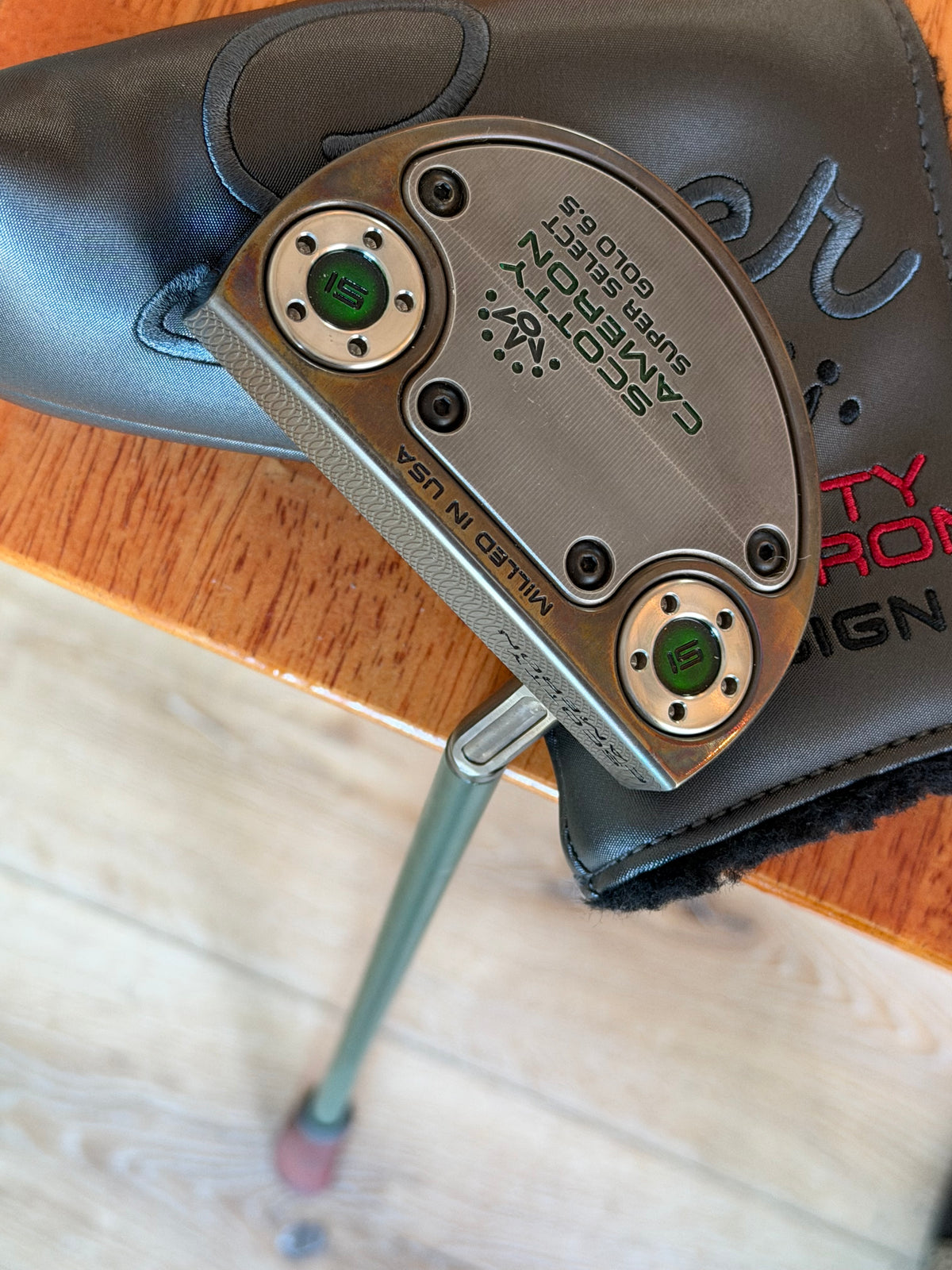 Gorgeous LEFTY Scotty Cameron GoLo 6.5 oil can Candy green + leather 34”