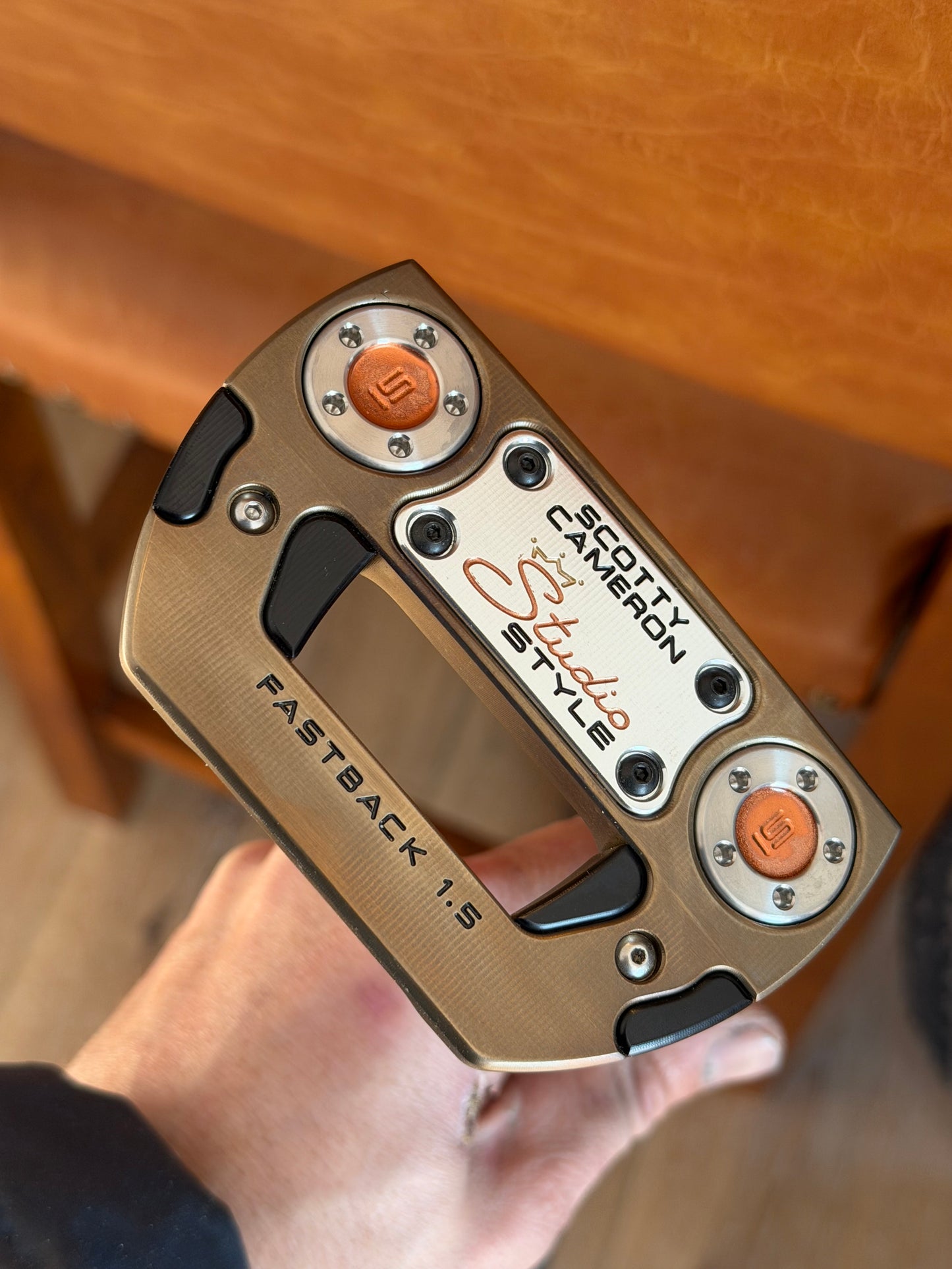 New studio style fastback 1.5 OIL CAN with COPPER milled insert + black shaft @ 34”