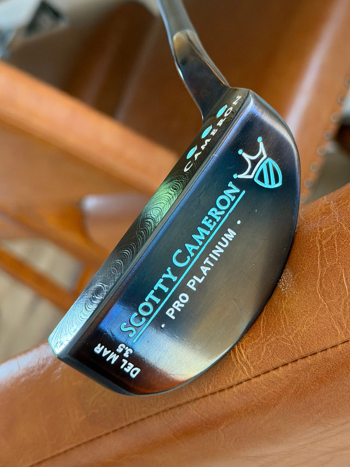 Scotty Cameron pro platinum Del Mar 3.5 Blue Oil Can 34.5”