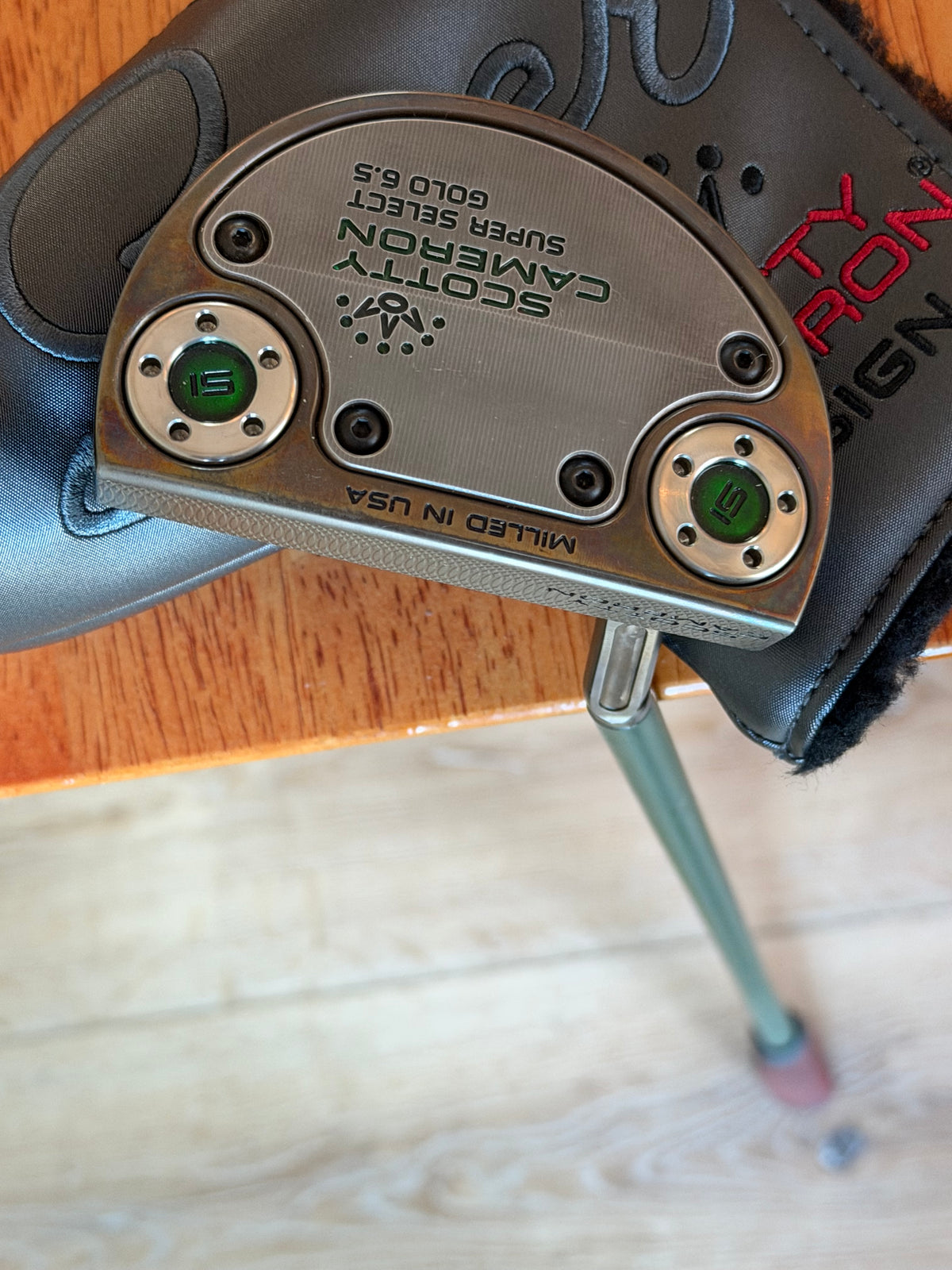 Gorgeous LEFTY Scotty Cameron GoLo 6.5 oil can Candy green + leather 34”